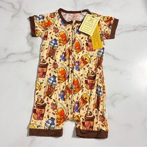New Little Snuggles Disney Winnie the Pooh Fall Theme Bamboo Short Romper 3T